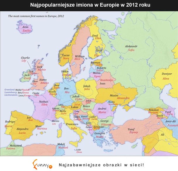 Najpopularniejsze imiona w Europie :D