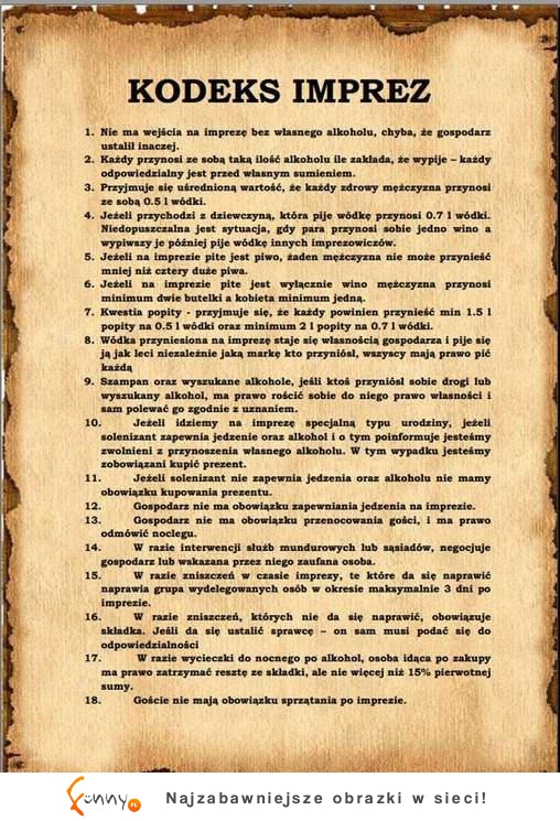 Poznaj kodeks imprez! 18 zasad, których musisz przestrzegać! :)